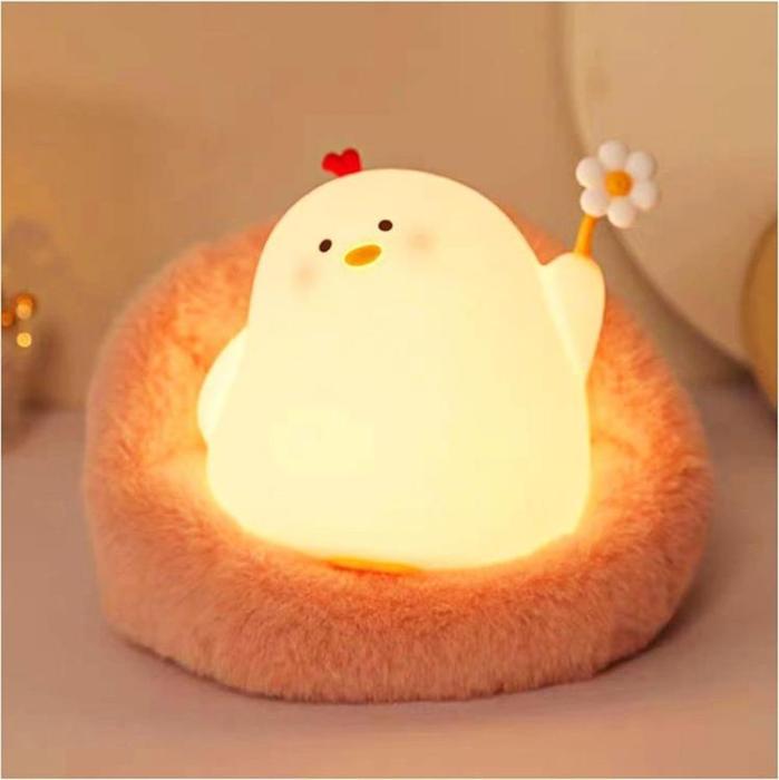 OEM - LED Nattlampa Tryck Chicken Art Deco - Vit