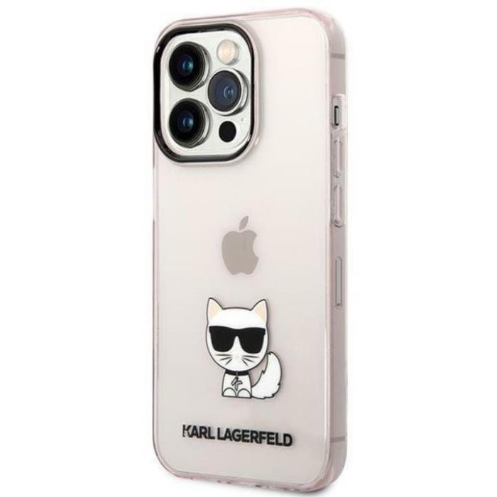 UTGATT1 - Karl Lagerfeld iPhone 14 Pro Skal Transparent Choupette Body - Rosa