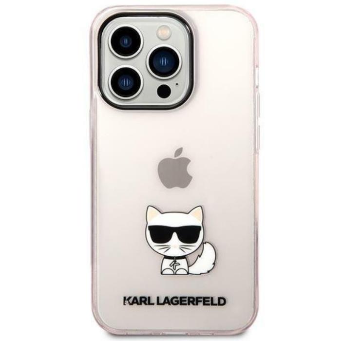 UTGATT1 - Karl Lagerfeld iPhone 14 Pro Skal Transparent Choupette Body - Rosa