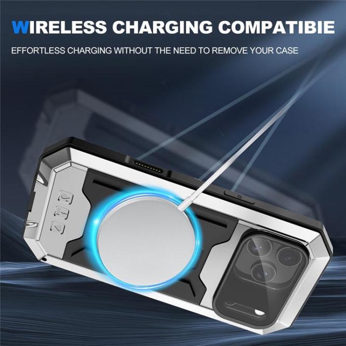 R-JUST - R-JUST iPhone 17 Pro Mobilskal Med Härdad glasfilm - Silver