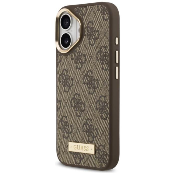 Guess - Guess iPhone 17 Mobilskal MagSafe 4G Logo Plate - Brun
