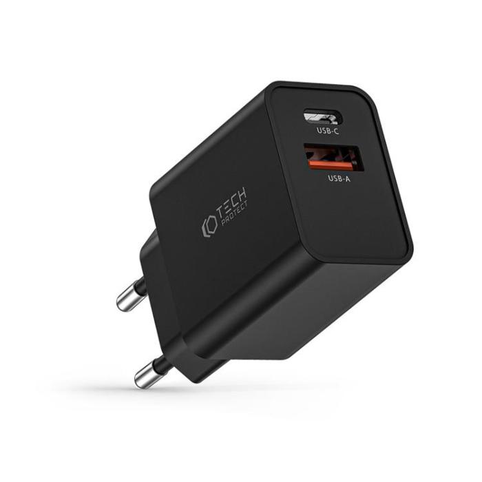 Tech-Protect - Tech-Protect NC30W 2-Port Nätverk Laddare - Svart