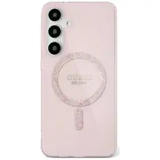Guess - Guess Mobilskal till Galaxy S25 Ultra MagSafe Glitter Circle Classic Logo - Rosa