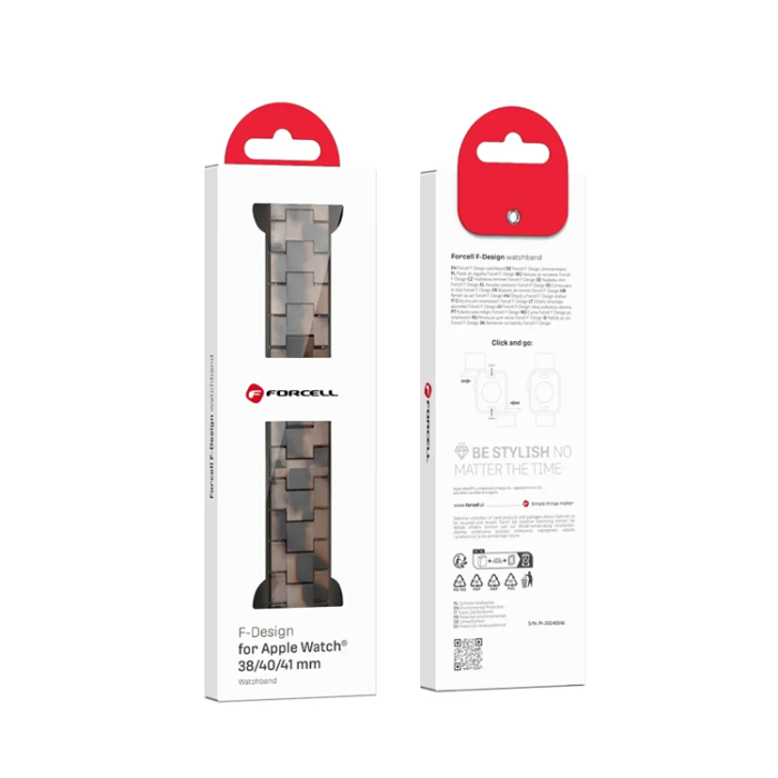 Forcell - Forcell Apple Watch (38/40/41) Armband Resin Marble - Brun