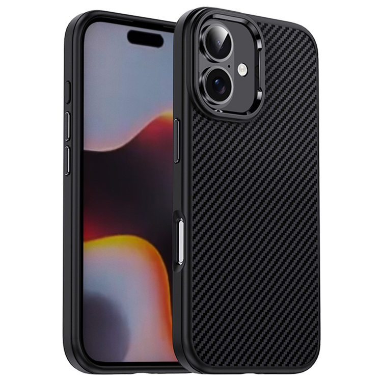 IPAKY iPhone 16 Mobilskal Carbon Fiber - Svart | 2353 | AlltMobil