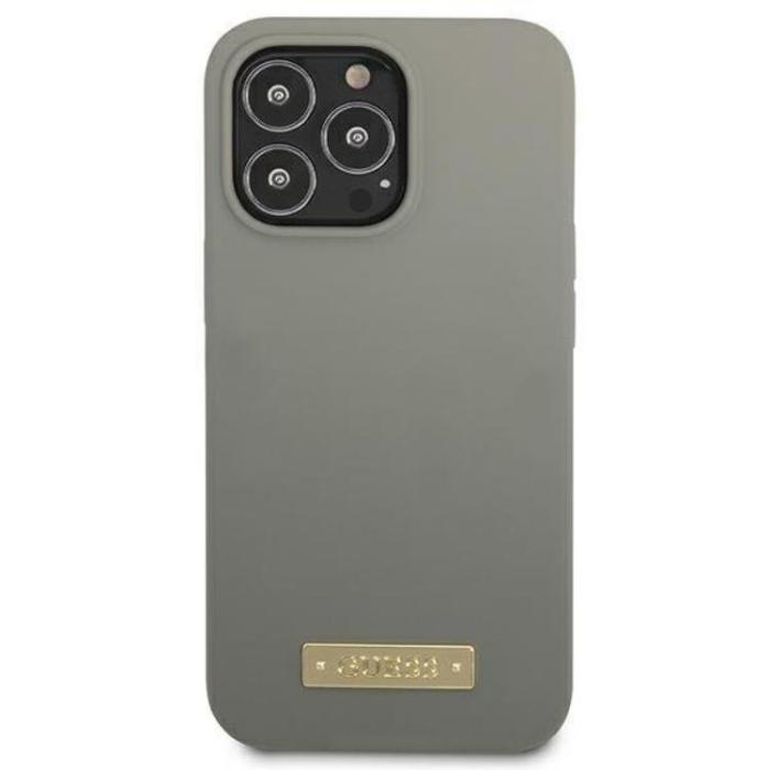 Guess - Guess iPhone 13 Pro Skal MagSafe Silicone Logo Plate - Grå