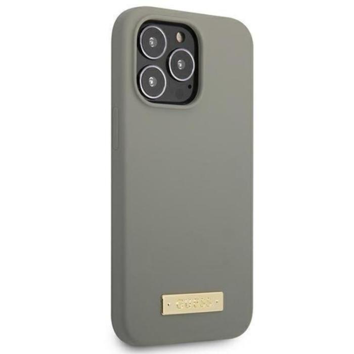 Guess - Guess iPhone 13 Pro Skal MagSafe Silicone Logo Plate - Grå