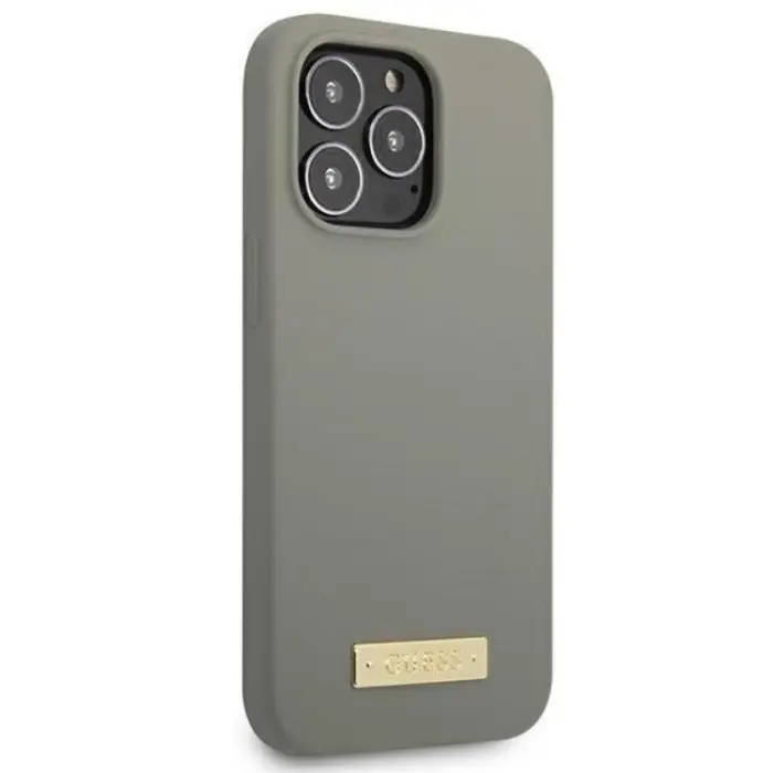 Guess - Guess iPhone 13 Pro Skal MagSafe Silicone Logo Plate - Grå