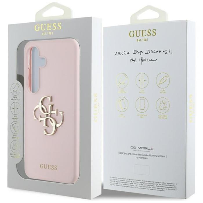 Guess - Guess Galaxy S25 Mobilskal Silikon Big 4G Bottom Script - Rosa