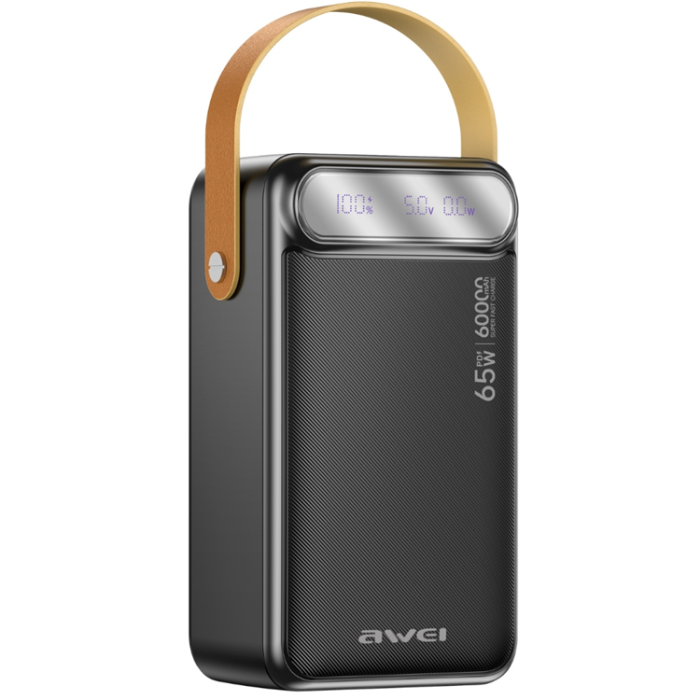 Awei - Awei Powerbank 60000mAh 65W 2xUSB-C 2xUSB-A PA-82 - Svart