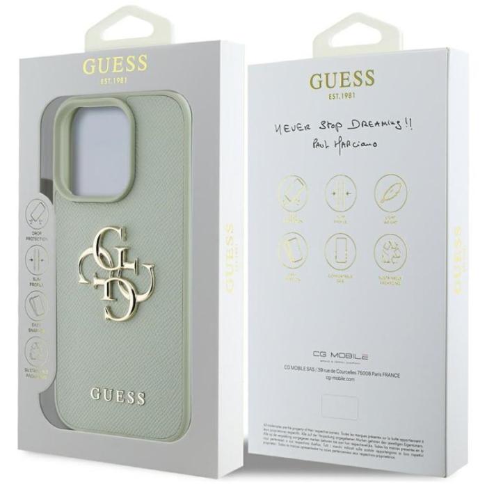 Guess - Guess iPhone 16 Pro Mobilskal Grained Big 4G Small Classic Logo - Grön