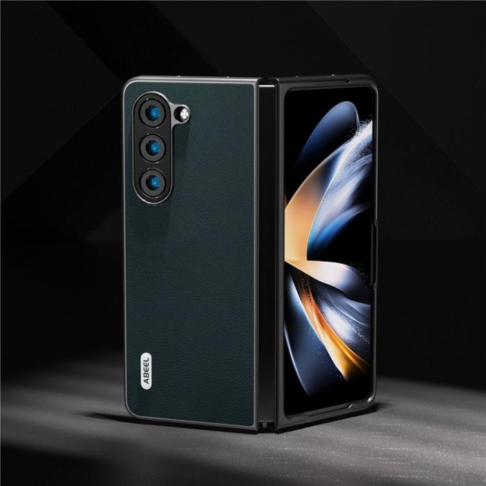 ABEEL - ABEEL Galaxy Z Fold 5 Mobilskal Äkta Cow Läder - Grön