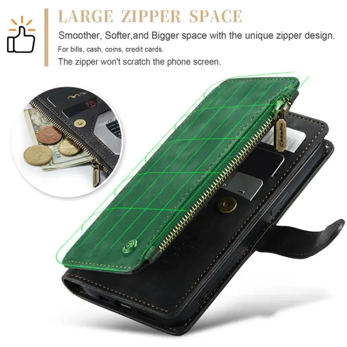 Caseme - CASEME iPhone 15 Pro Max Plånboksfodral C30 Zipper - Svart