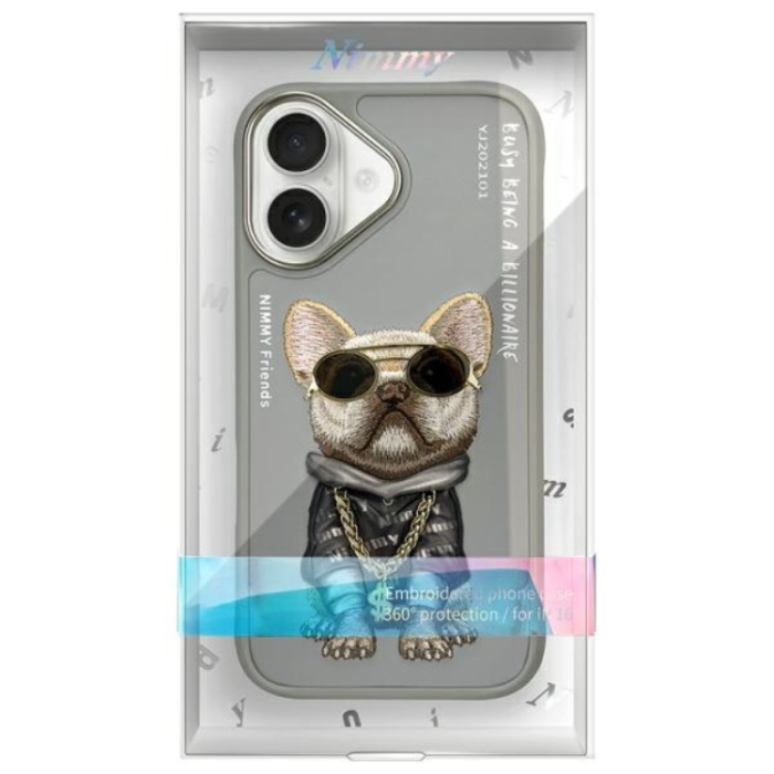NIMMY - Nimmy iPhone 16 Mobilskal Glasses Cool Dog - Grå