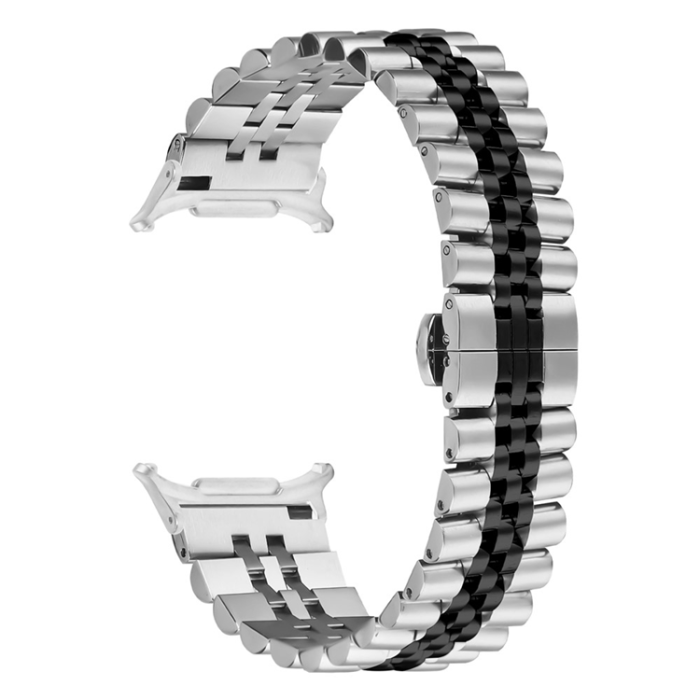A-One Brand - Galaxy Watch 8/8 Classic (40/44/46mm) Armband Bead Metal - Silve/Svart