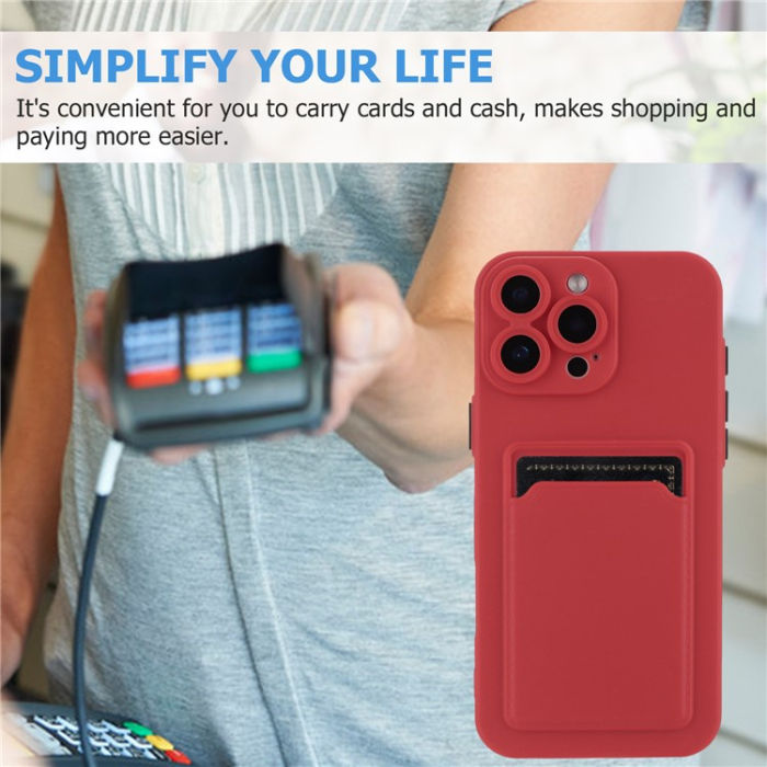 A-One Brand - iPhone 16 Pro Mobilskal Korthållare TPU - Hagtornsröd