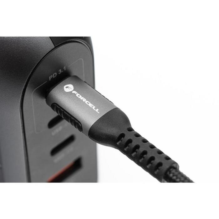 Forcell - Forcell USB-C till Lightning Kabel 27W 2m PD 3A Cafule - Svart