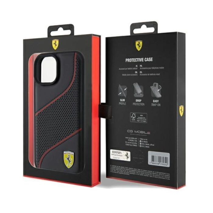 KARL LAGERFELD - Ferrari iPhone 15/14/13 Mobilskal Perforated Waves Metal Logo