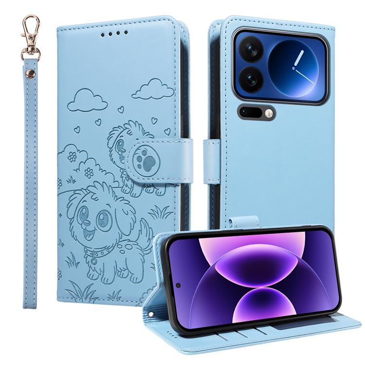 Xiaomi 17 Pro Plånboksfodral RFID-Skydd Hundmotiv Med Handledsrem - Blå | 2353 | AlltMobil