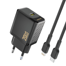 Dudao - Dudao Snabbladdare USB-C PD 20W GaN A26LEU med Lightning Kabel - Svart