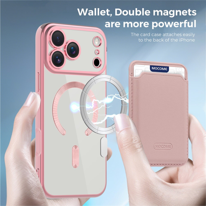A-One Brand - iPhone 17 Pro Max Mobilskal MagSafe Korthållare TPU + PC - Rosa