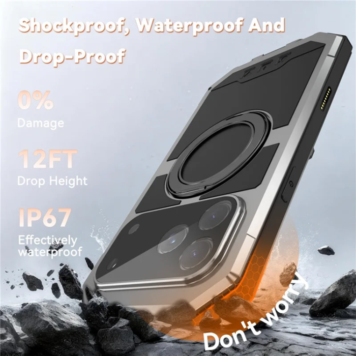 R-JUST - R-JUST Mobilskal till iPhone 17 Pro Max Magsafe Kickstand - Silver