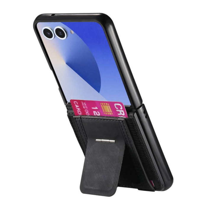 A-One Brand - Galaxy Z Flip 7 Mobilskal Korthållare Kickstand - Svart