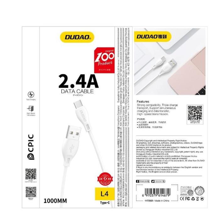 Dudao - Dudao USB-A till Lightning kabel 1m - Vit