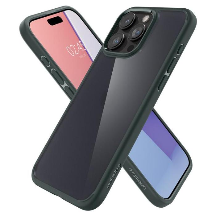 Spigen - Spigen iPhone 15 Pro Mobilskal Ultra Hybrid - Mörkgrön