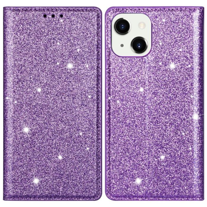 OEM - Glittrande Plånboksfodral iPhone 13 Mini - Lila