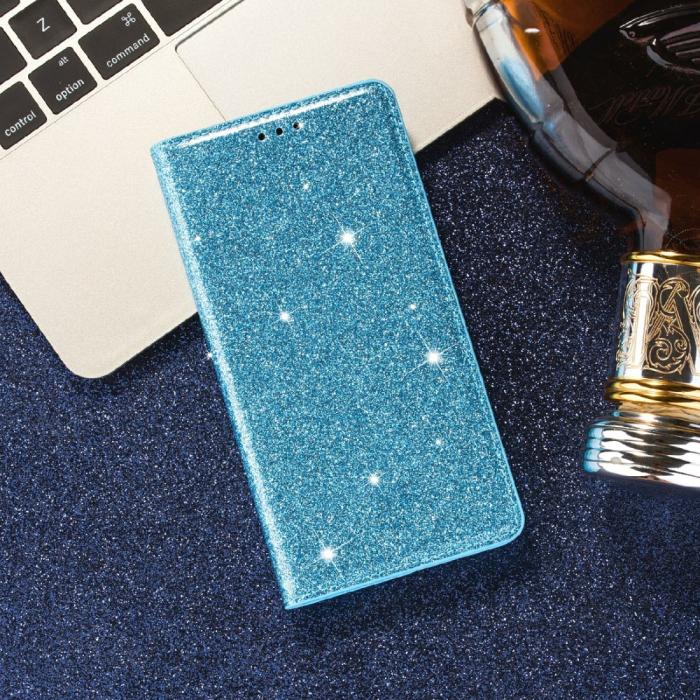 OEM - Glittrande Plånboksfodral iPhone 13 Mini - Blå