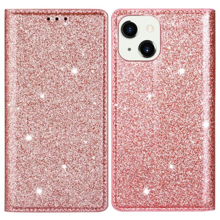 OEM - Glittrande Plånboksfodral iPhone 13 Mini - Rose Gold