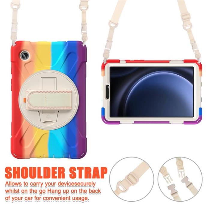 A-One Brand - Galaxy Tab A9 Skal Kickstand Handrem Med Axelrem - Färgglad Röd