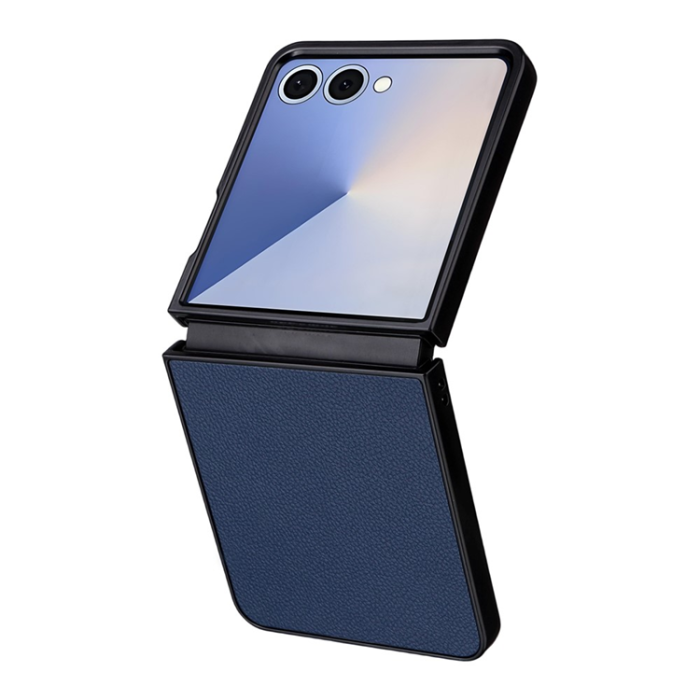 A-One Brand - Galaxy Z Flip 7 Mobilskal Litchi Texture Läder - Mörkblå