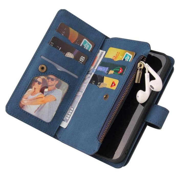 OEM - iPhone 14 Pro Plånboksfodral KT Zipper - Blå