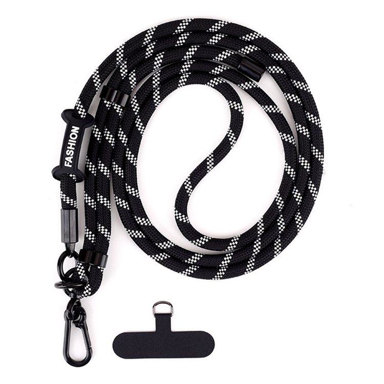 Crossbody Mobilrem Lanyard Justerbar 7mm Twill Texture - Svart/Vit | 264 | AlltMobil