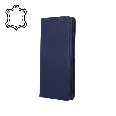 Äkta läder Smart Pro-fodral för Samsung Galaxy S21 FE marinblå