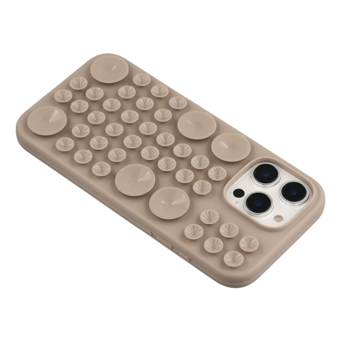 A-One Brand - iPhone 16 Pro Mobilskal Sugkopp Silikon med Tygfoder - Grå