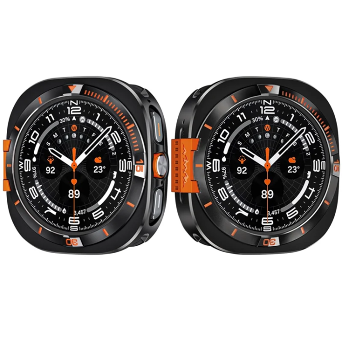 A-One Brand - Metallskal För Galaxy Watch Ultra 47mm (2025) - Svart/Orange