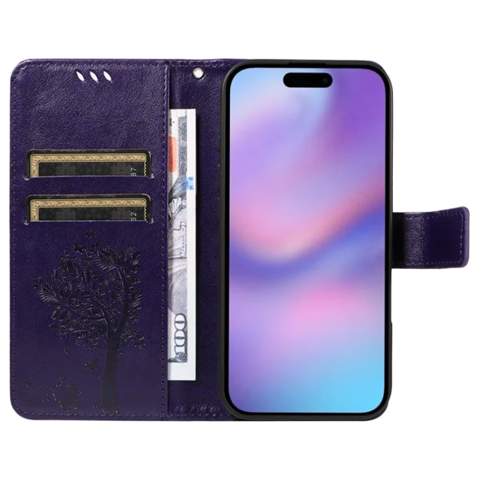 A-One Brand - iPhone 17 Plånboksfodral Tree Pattern - Lila