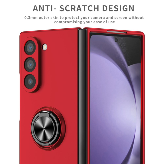 A-One Brand - Galaxy Z Fold7 5G Mobilskal Rotatable Ring Kickstand - Röd