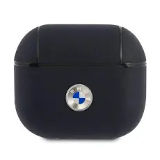 BMW - BMW &Auml;kta L&auml;der Silver Logo Skal Airpods 3 - Marinbl&aring;