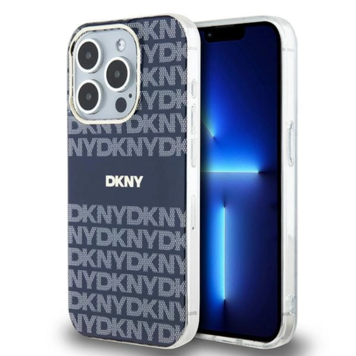 DKNY - DKNY iPhone 15 Pro Max Mobilskal Magsafe IML Mono & Stripe - Blå