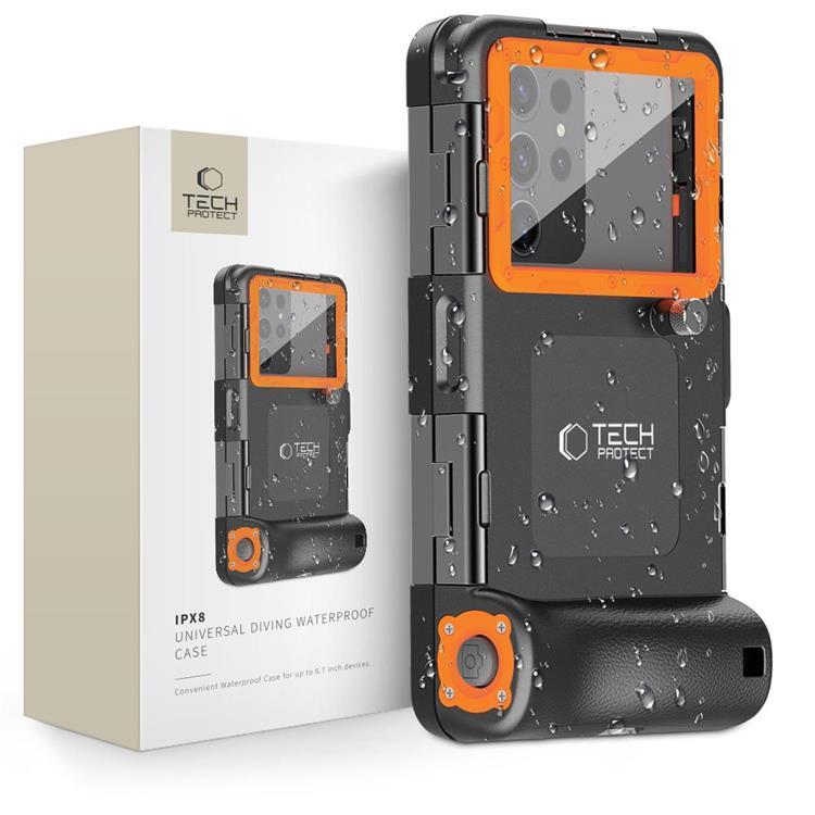 Tech-Protect Universala Vattentät Mobilväskor Diving - Svart/Orange | 2353 | AlltMobil