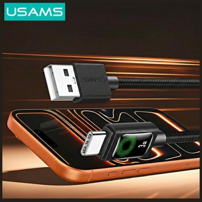 USAMS - USAMS USB-C till USB-A 18W Kabel 1.2m U92 - Svart