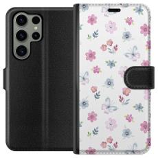 iSecrets - Pl&aring;nboksfodral till Samsung Galaxy S23 Ultra med Blommor och fj&auml;rillar
