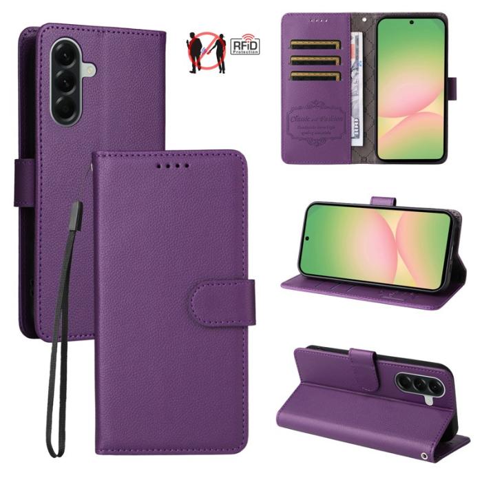 OEM - Samsung Galaxy A57 Plånboksfodral Konstläder RFID Skydd - Lila