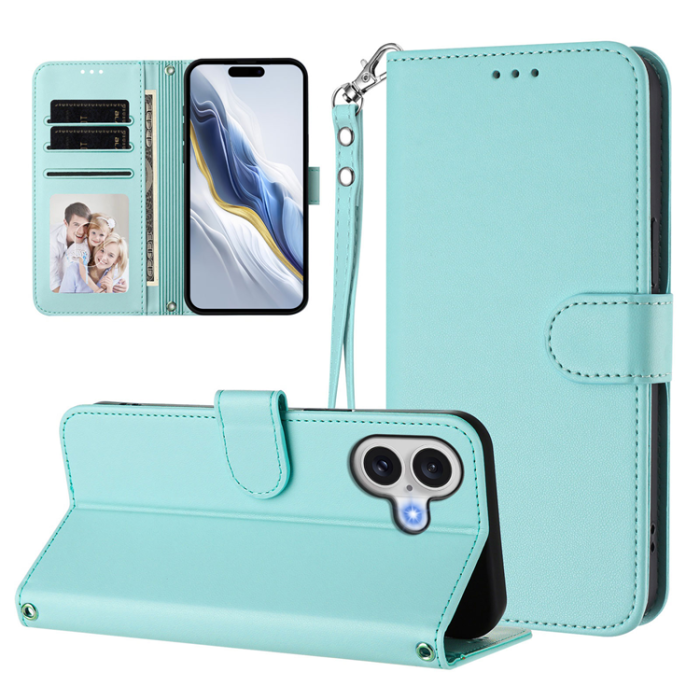 A-One Brand - iPhone 17 Plånboksfodral Läder med Handledsrem - Mintgrön