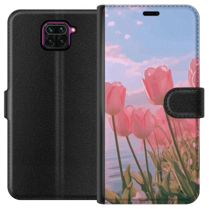 iSecrets - Plånboksfodral till Xiaomi Redmi Note 9 med Rosa Tulpaner