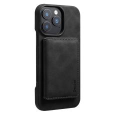 DENIOR - DENIOR D27 Mobilskal till iPhone 16 Pro Max &Auml;kta L&auml;der Magnetisk Svart